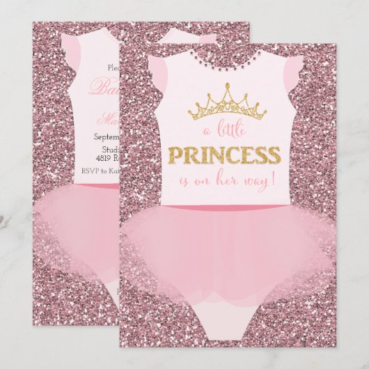 Invitation pour Baby Shower Petite Princesse (Devant / Derrière)