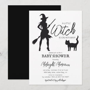 Invitation pour Baby Shower Petite Sorcière Chat N