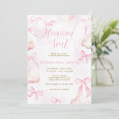 Invitation pour Baby Shower Pink Cloud Bow (Debout devant)