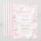 Invitation pour Baby Shower Pink Cloud Bow (Devant / Derrière)