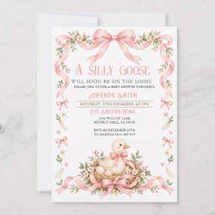 Invitation pour Baby Shower Pink Silly Goose