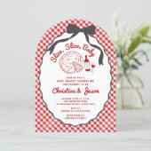 Invitation pour Baby Shower Pizza « Slice Slice Ba (Debout devant)