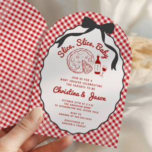 Invitation pour Baby Shower Pizza « Slice Slice Ba