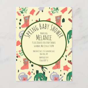 Invitation pour Baby Shower Plantes de Jardin Flor