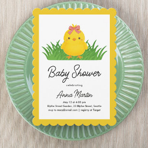 Invitation pour Baby Shower Poussin Ensoleillé