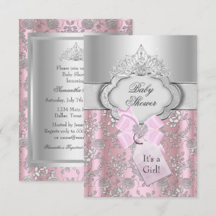 Invitation pour Baby Shower Princesse avec joli nœ