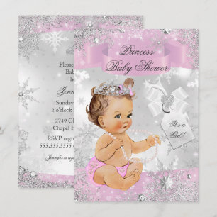 Invitation pour Baby Shower Princesse Flocon de Ne