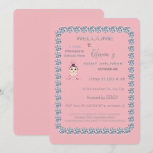 Invitation pour Baby Shower Princesse Rose Éléga