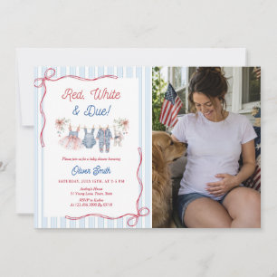 Invitation pour Baby Shower Red White & Due