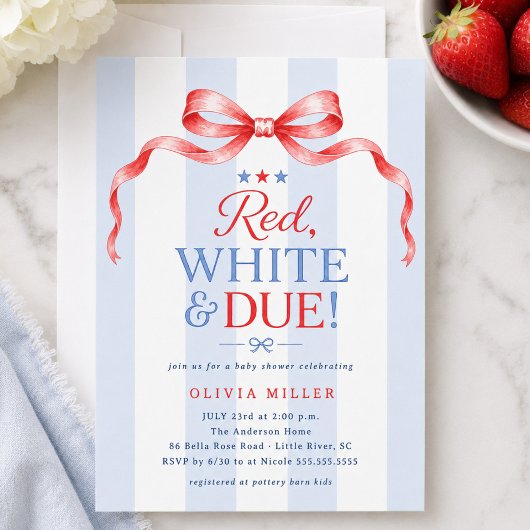 Invitation pour Baby Shower Red White & Due