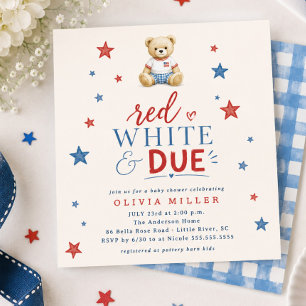 Invitation pour Baby Shower Red White & Due