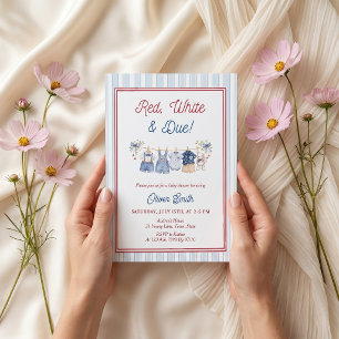 Invitation pour Baby Shower Red White & Due