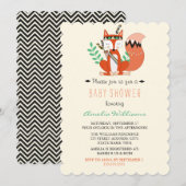 Invitation pour Baby Shower Renard Douce Forêt (Devant / Derrière)