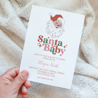 Invitation pour Baby Shower Rétro Santa Baby