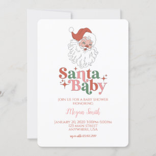 Invitation pour Baby Shower Rétro Santa Baby