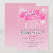 Invitation pour Baby Shower rose BÉBÉ IL FAIT FROI (Devant / Derrière)