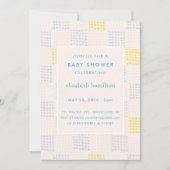 Invitation pour Baby Shower Rose et Bleu à Points (Devant)