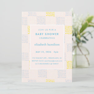 Invitation pour Baby Shower Rose et Bleu à Points 