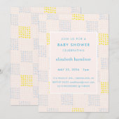 Invitation pour Baby Shower Rose et Bleu à Points (Devant / Derrière)