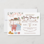 Invitation pour Baby Shower rustique aquarelle fil (Devant)