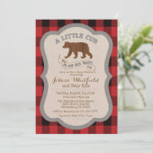 Invitation pour Baby Shower Rustique Ourson (Debout devant)