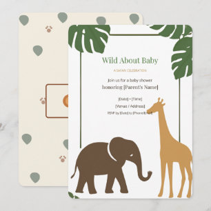 Invitation pour Baby Shower Safari Jungle Fou de B