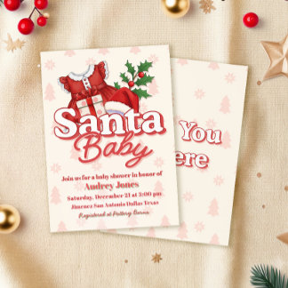 Invitation pour Baby Shower "Santa Baby Girl"