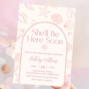 Invitation pour Baby Shower Seashell She'll Be Her