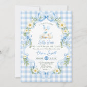 Invitation pour Baby Shower Silly Goose Blue Bow G (Devant)