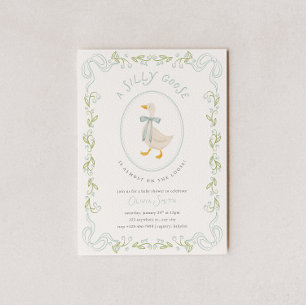 Invitation pour Baby Shower Silly Goose Fleurs Ble