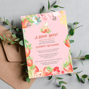 Invitation pour Baby Shower Strawberry Berry Sweet