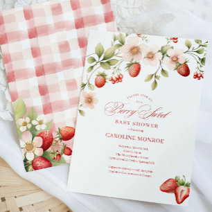 Invitation pour Baby Shower Strawberry Berry Sweet