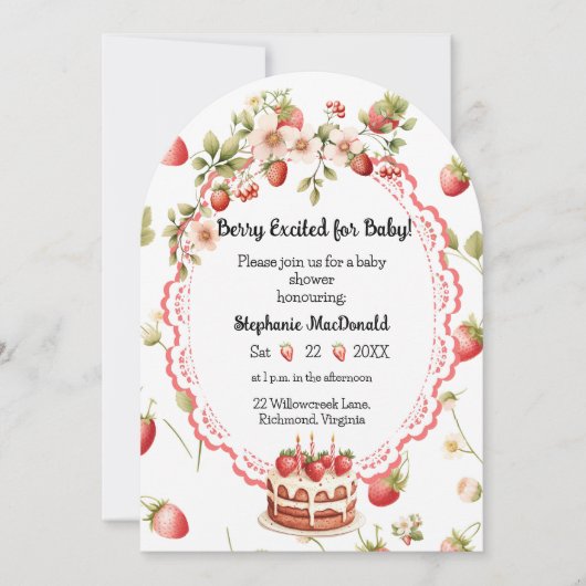 Invitation pour Baby Shower Strawberry Shortcake (Devant)