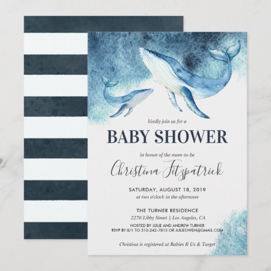 Invitation pour Baby Shower sur le thème de la Bal (Devant / Derrière)