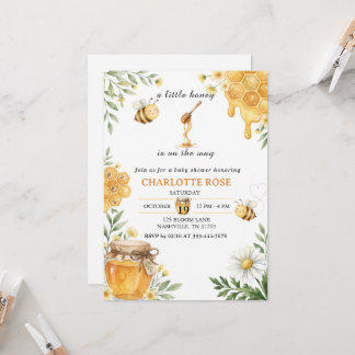 Invitation pour Baby Shower sur le thème de l'abei