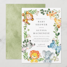 Invitation pour Baby Shower sur le thème des Anima