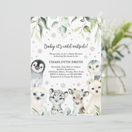 Invitation pour Baby Shower sur le thème des Anima (Debout devant)