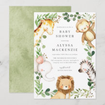 Invitation pour Baby Shower sur le thème des Anima