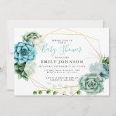 Invitation pour Baby Shower sur le thème des Succu (Devant)