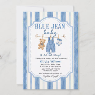 Invitation pour Baby Shower sur le thème du Denim 