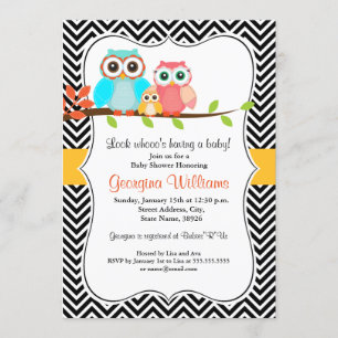 Invitation pour Baby Shower Sweet Owl