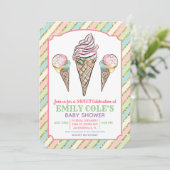 Invitation pour Baby Shower Thème Crème Glacée (Debout devant)