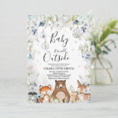 Invitation pour Baby Shower Thème Forêt Arctique (Debout devant)