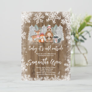 Invitation pour Baby Shower Thème Forêt d'Hiver