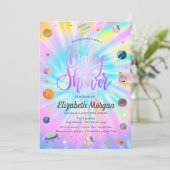 Invitation pour Baby Shower Tie Dye Espace Extra-a (Debout devant)