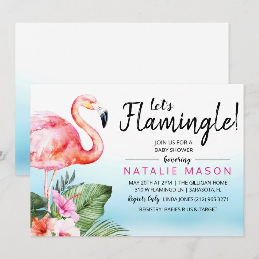 Invitation pour Baby Shower Tropicale Faisons la F (Devant / Derrière)