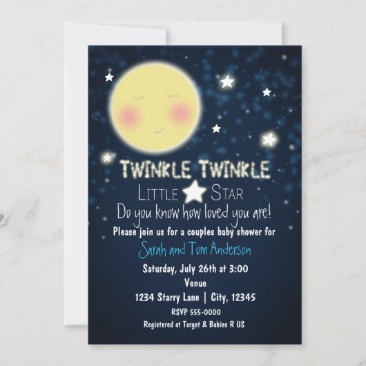 Invitation pour Baby Shower TWINKLE Little Star Sp (Devant)