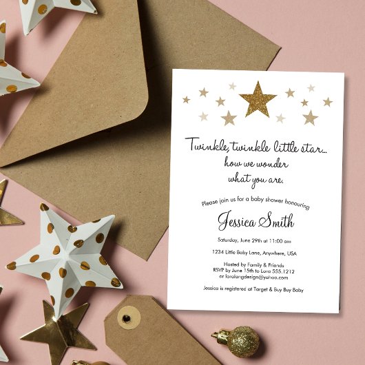 Invitation pour Baby Shower Twinkle Twinkle Little