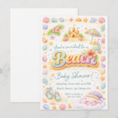 Invitation pour Baby Shower « Vibes de plage » (Devant / Derrière)
