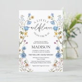 Invitation pour Baby Shower Wildflower Bleu (Debout devant)